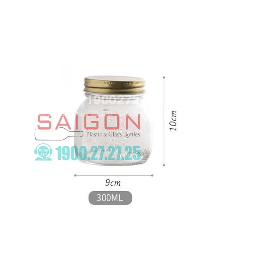 Hũ Gia Vị Mason 150ml , 300ml Nắp Nhôm Vàng | Tùy Chọn Dung Tích