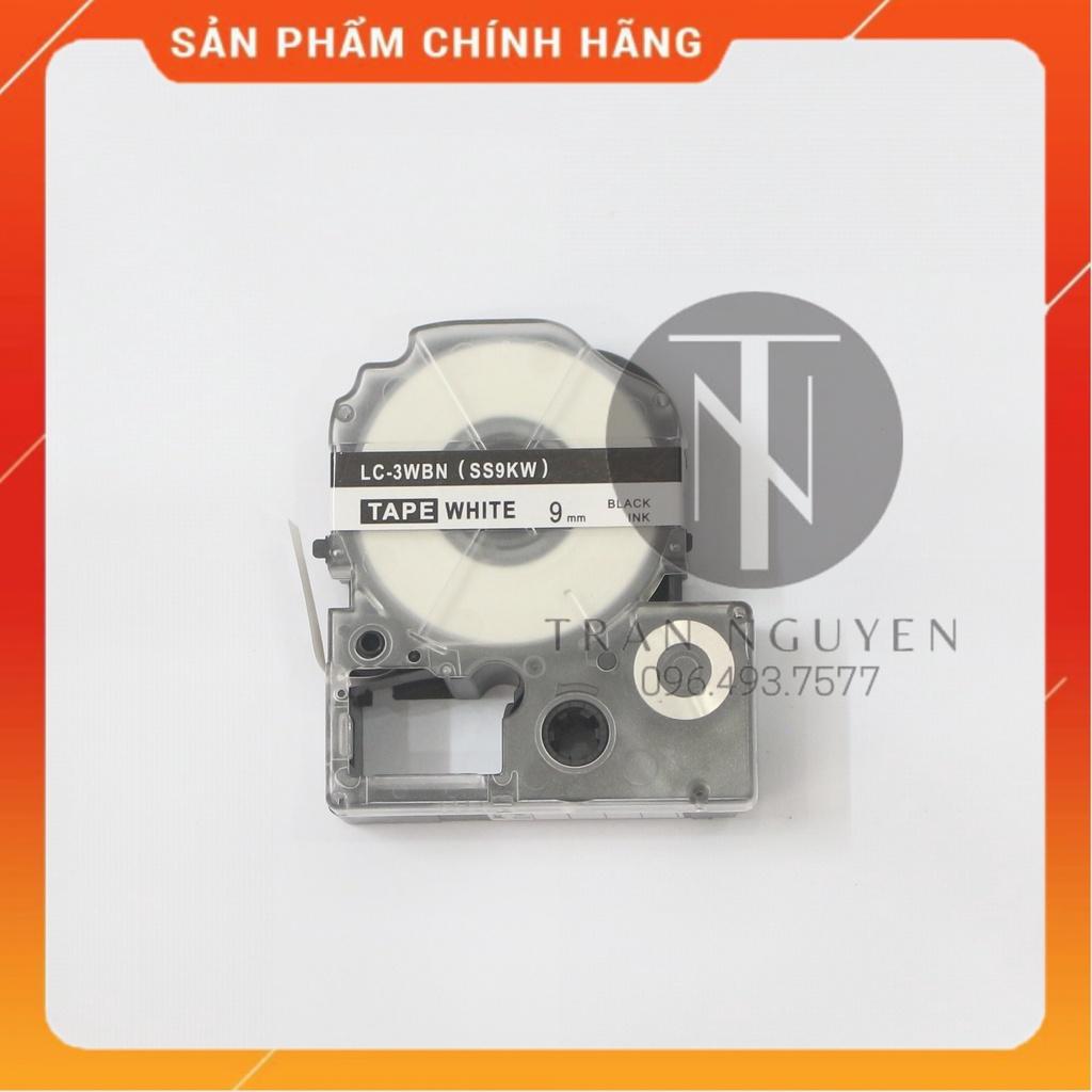 Nhãn in Tepra SS9KW (LC-3WBN) - Chữ đen nền trắng 9mm x 8m - Hàng nhập khẩu