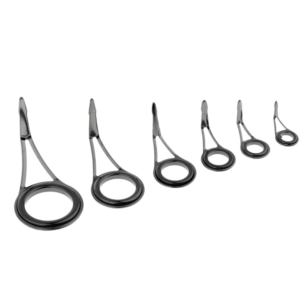 6pcs Fishing Rod Guides Top Tips Eye Ring Rod Repair Kit for Rod Building