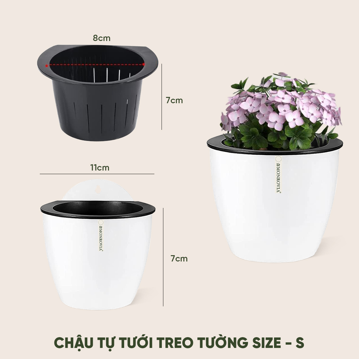 Chậu tự tưới treo tường Monrovia, treo hoa ban công, trong nhà, sang trọng, tiện lợi, tiêu chuẩn châu Âu