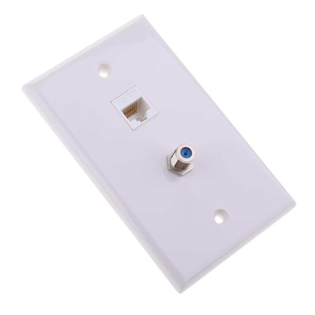3 Pcs Coaxial F Connector Ethernet Network  Wall Plate Socket Outlet
