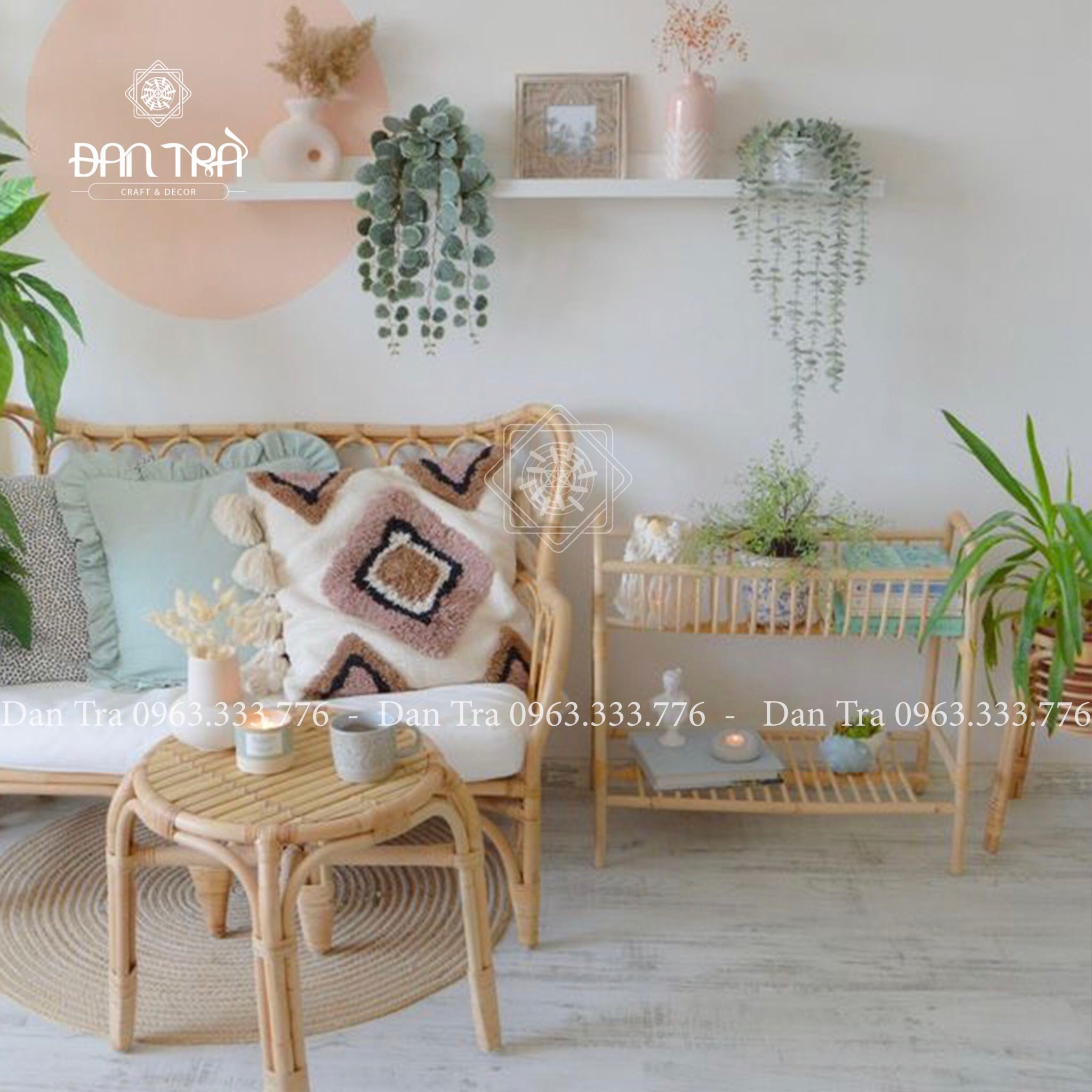 Kệ mây nhỏ 2 ngăn- Kệ Mây Decor Phòng- Kệ Mây Đựng Đồ Nhẹ Nhàng, Nhỏ Gọn - Nội Thất Mây Tre Đan Trà