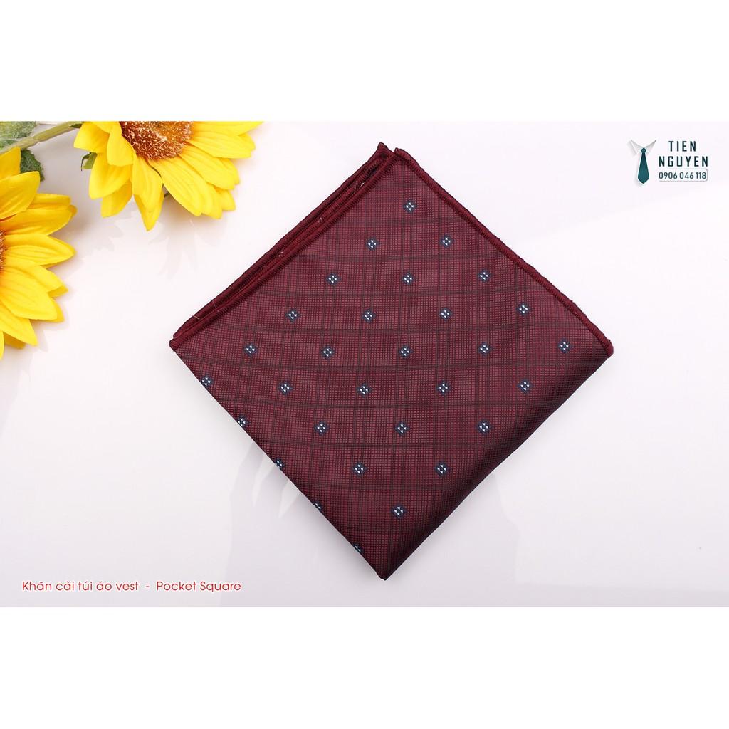 Khăn Cài Túi Áo Vest - Pocket Square - Phụ Kiện Cài Áo đỏ mận họa tiết