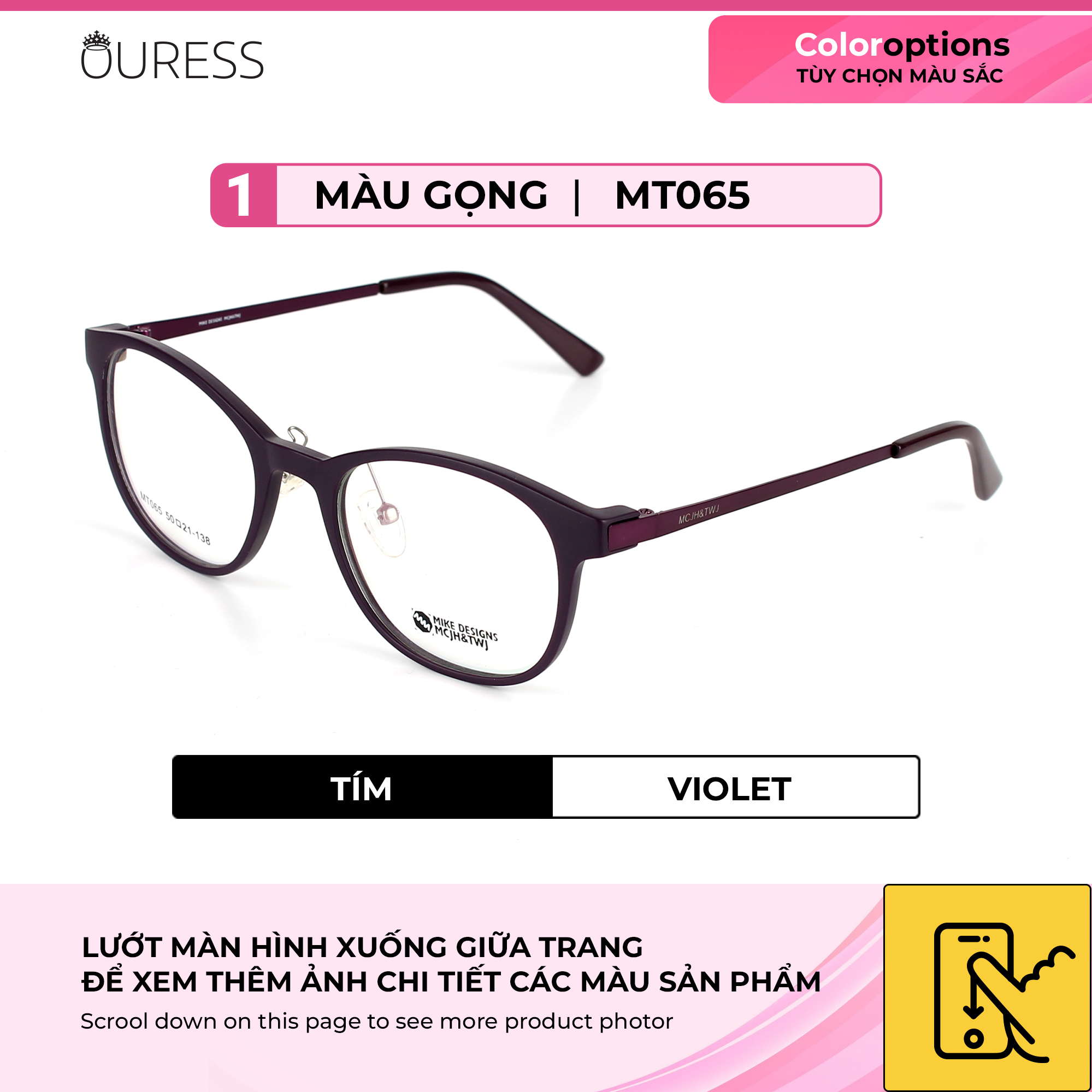 Gọng kính tr90 phối càng hợp kim cao cấp bền đẹp thời trang nam nữ mt065 Ouress