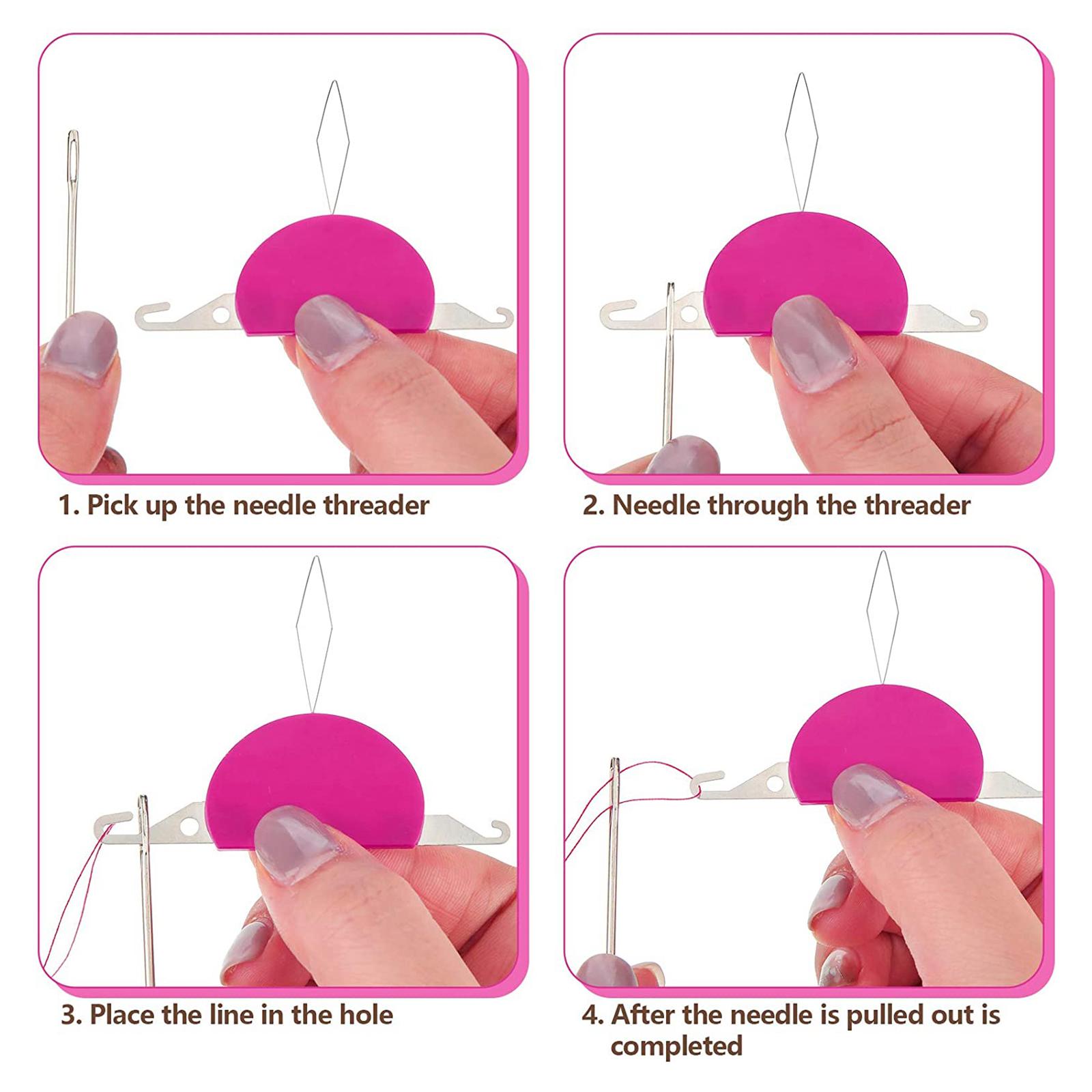 Needle Device 3 In 1 Needle Threader Thread Guide Sewing Machine Rose Red