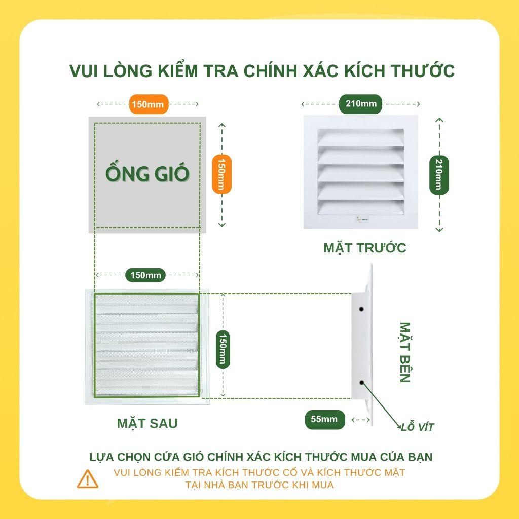 Asia Green - Cửa Gió Nan Z Kèm Lưới Chắn Côn Trùng, Ngăn Nước Mưa, Hợp Kim Nhôm Cao Cấp Hàng chính hãng (Bao gồm VAT)