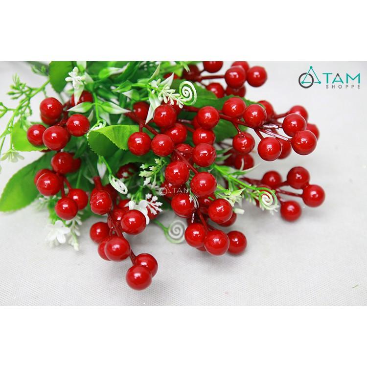Cành hoa giả trang trí kim cang đỏ D35cm F-CHG-64