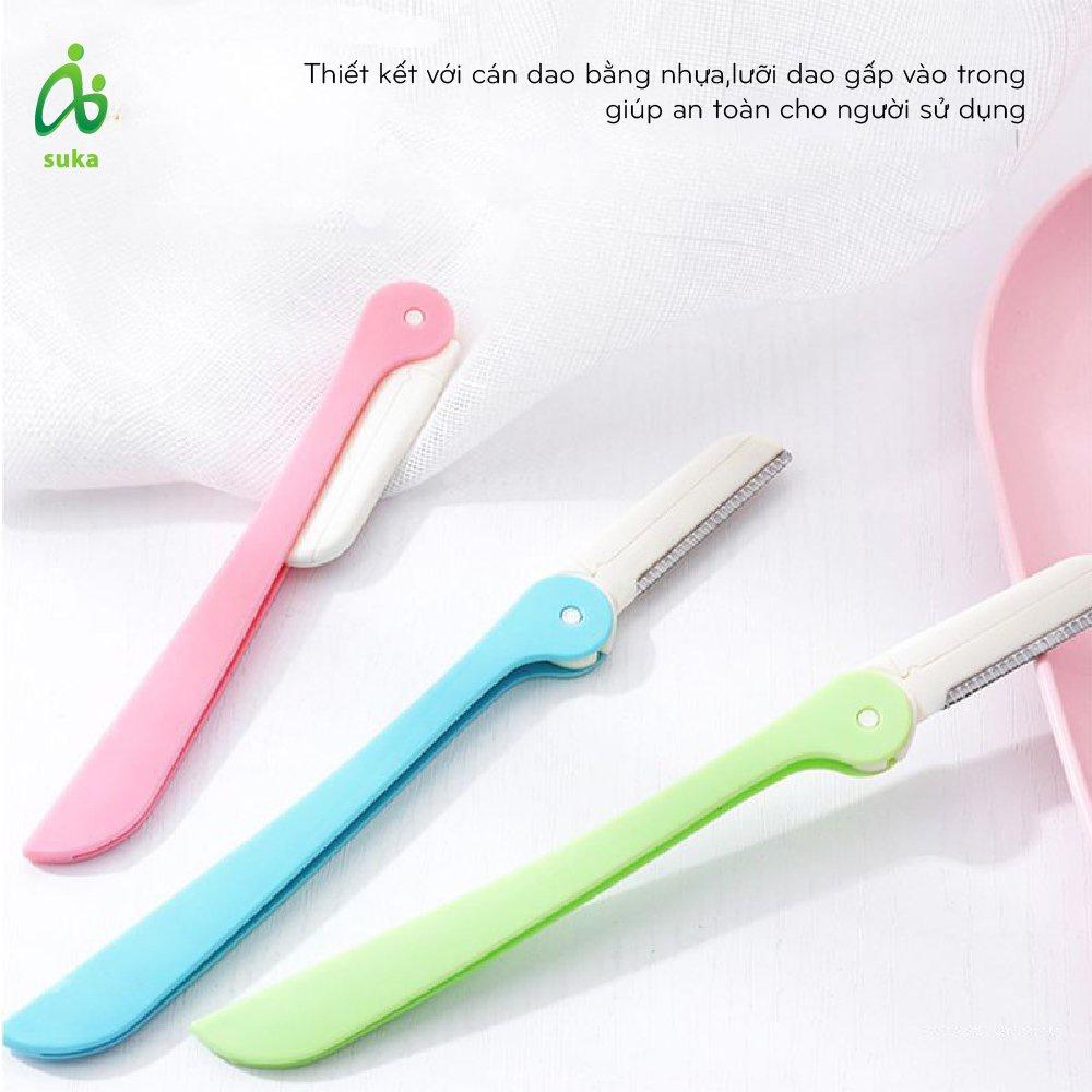 Dao cạo gấp gọn, tỉa lông mày, lông chân, cạo râu tiện dụng Set 3 cái SK