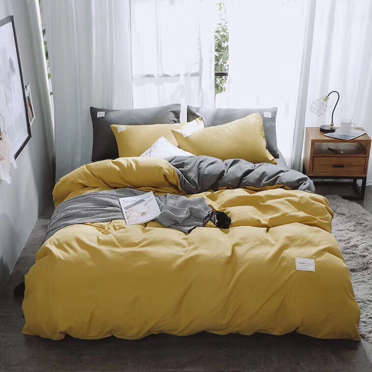 Bộ vỏ chăn drap gối cotton TC một màu