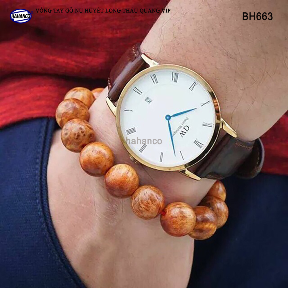 Vòng tay Nu Huyết Long để mộc hàng VIP (BH662) thơm mùi gỗ, Mang lại tài lộc bình an, may mắn - Bracelet of HAHANCO