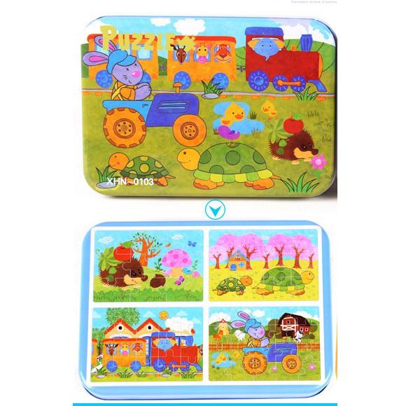 COMBO 5 hộp tranh xếp hình Puzzle 4 cấp độ 9-12-15-20 miếng nhiều chủ đề cho bé - Đồ chơi giáo dục thông minh trẻ em