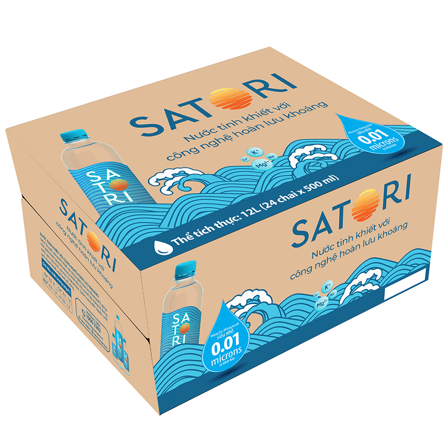 Thùng 24 chai nước tinh khiết Satori 500ml