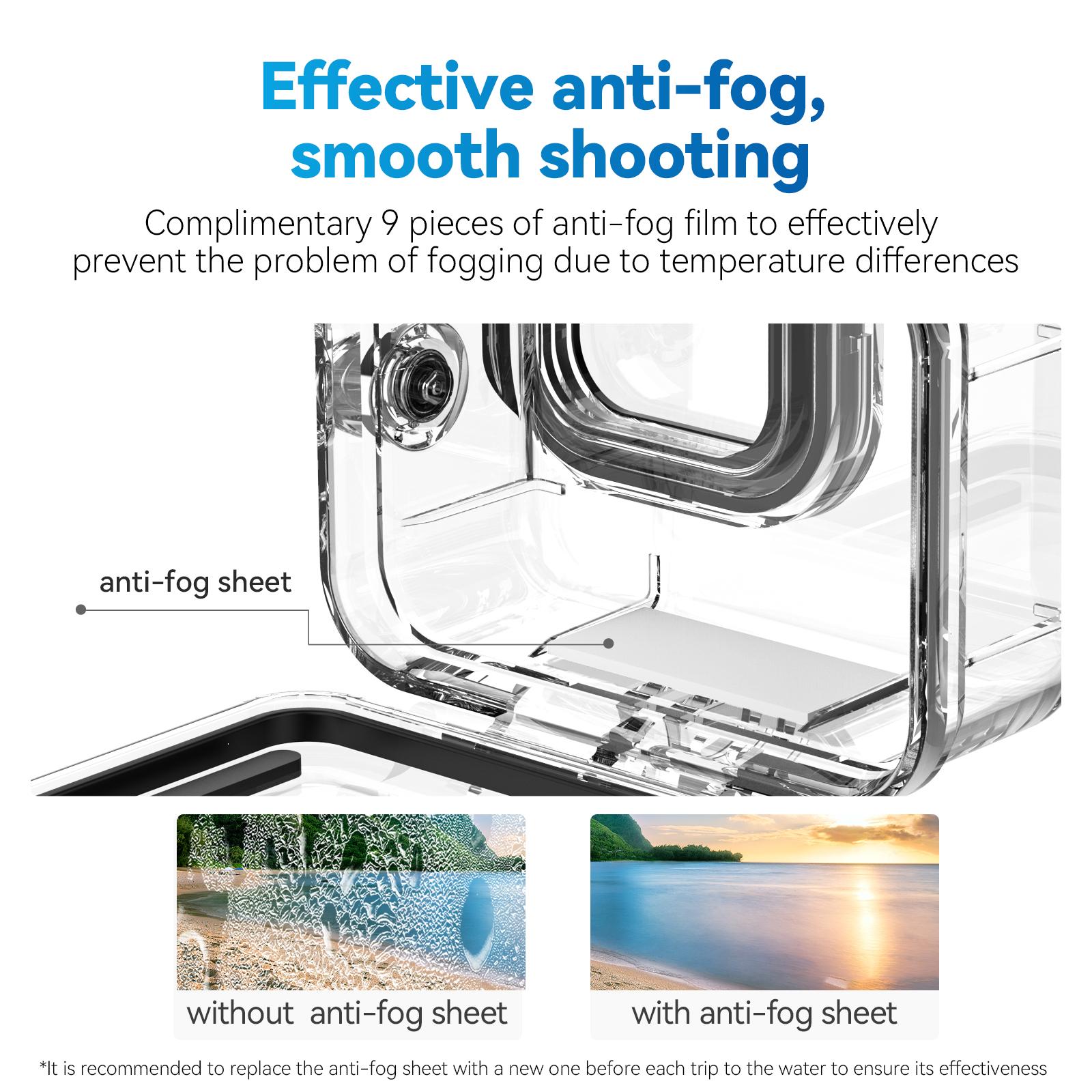 Trường hợp chống nước telesin đầy đủ cảnh chống fog dưới nước ủ ống kính cường lực ống kính lặn cho GoPro Hero 9 10 11 Đen