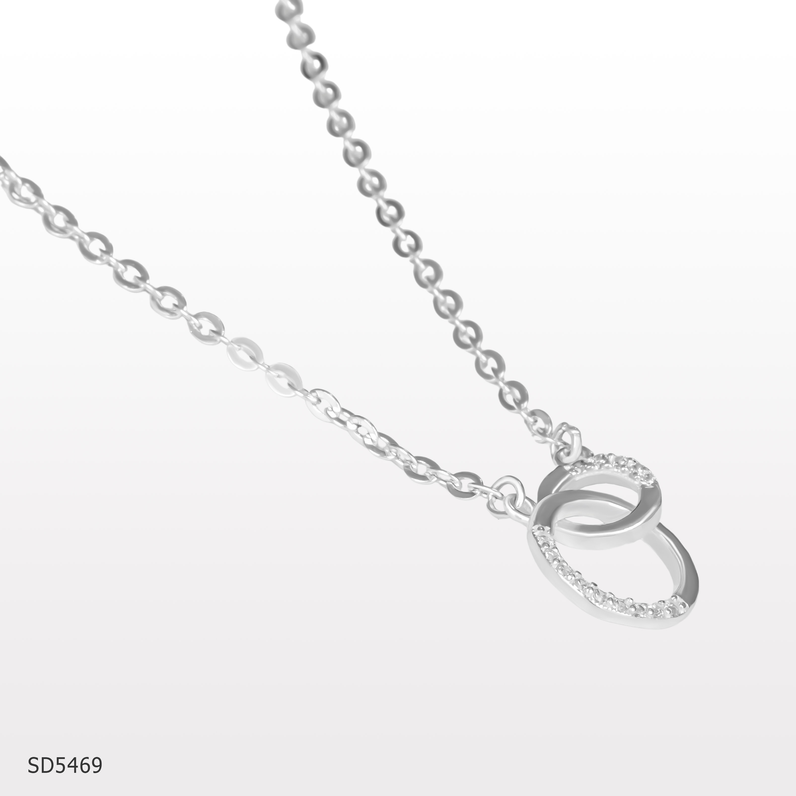 Dây Chuyền Nữ Liền Mặt Tròn Gắn Đá ADJ Jewelry Cao Cấp - SD5469