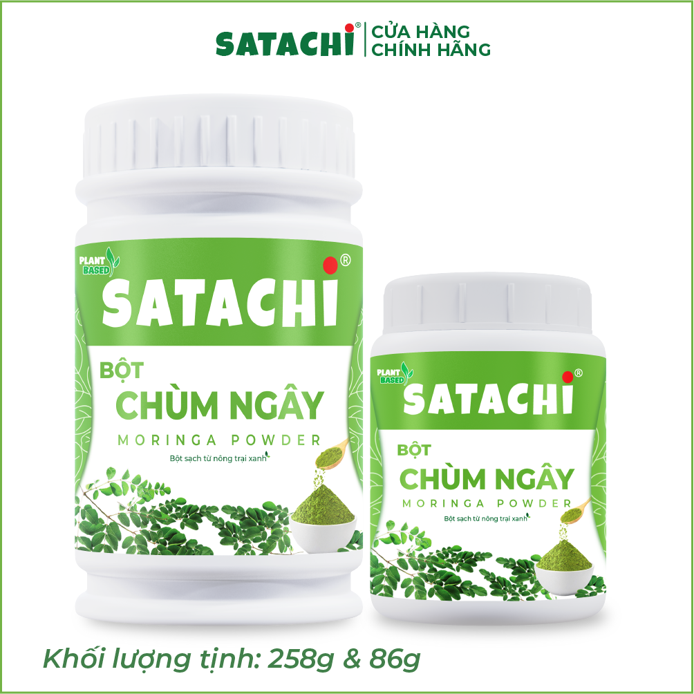Bột Chùm Ngây SATACHI nguyên chất. Tăng cường Trí Não, bảo vệ Tim Gan, phòng ngừa bệnh Xương Khớp. Hộp 86g và 258g