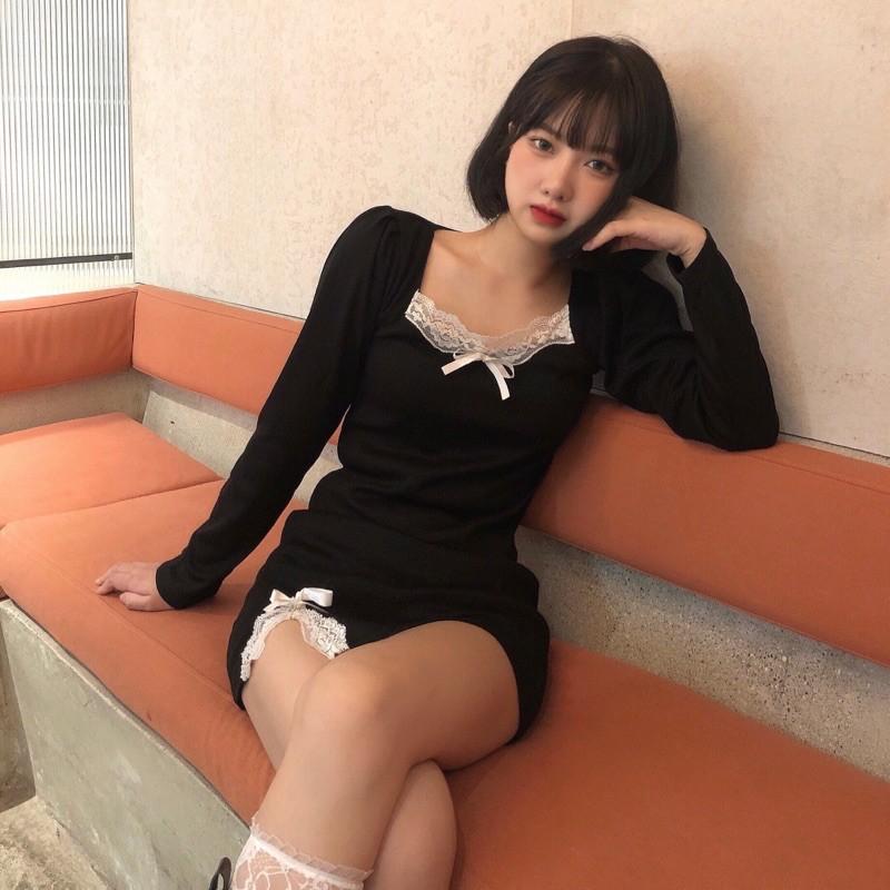 Đầm cổ vuông - Váy body cổ vuông - Váy đen basic