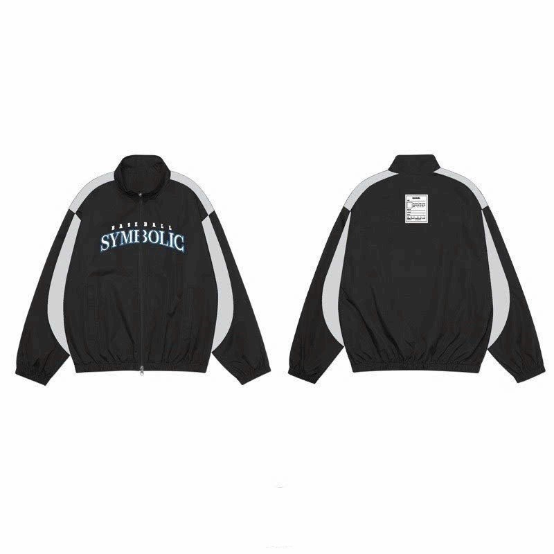 Áo khoác dù Active Track Jacket Symbolic chất dù 2 lớp, áo khoác bomber nam nữ đen trắng form rộng, Áo gió cặp đôi Camping đi phượt thể thao chất liệu gió dày dặn
