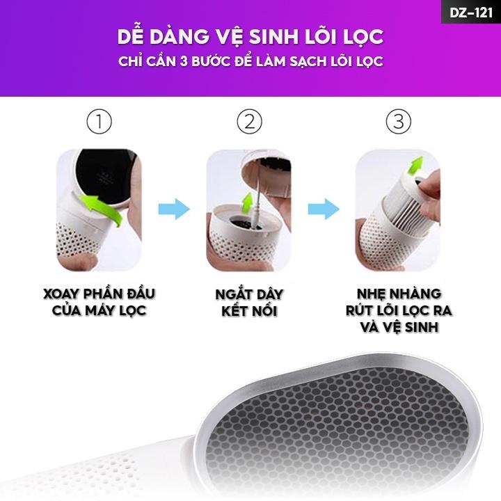 Máy Lọc Không Khí Để Bàn Mini Lọc Bụi Mịn Trong Ô Tô Hoặc Bàn Làm Việc Lượng Khí Lọc 30m3 Mỗi Giờ DZ-121