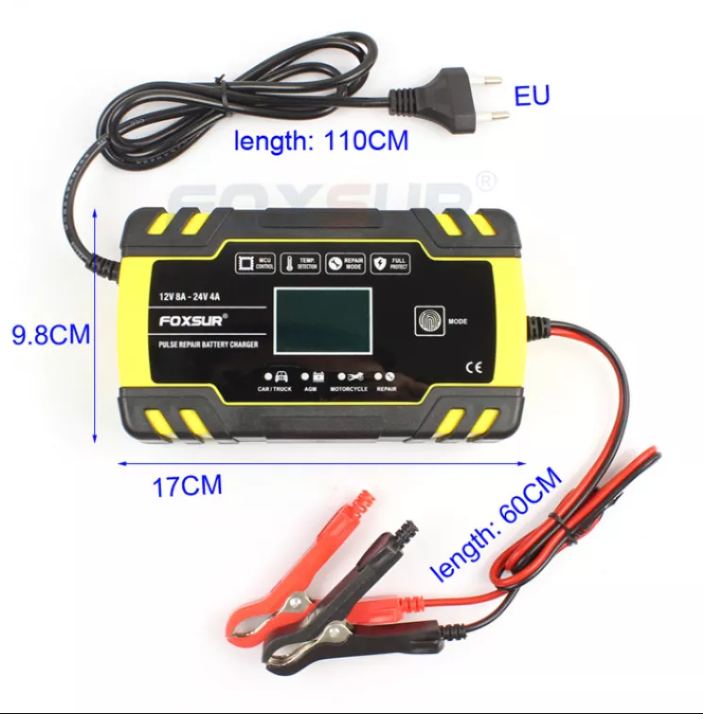 Bộ sạc bình ắc quy 12V 24V 6AH 150AH FOXSUR sạc nhanh hàng chính hãng chất lượng tốt