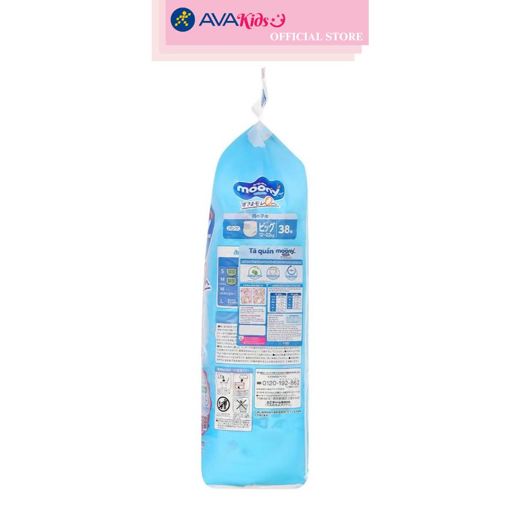 Tã quần cho bé trai Moony man size XL 38 miếng (12 - 22 kg)
