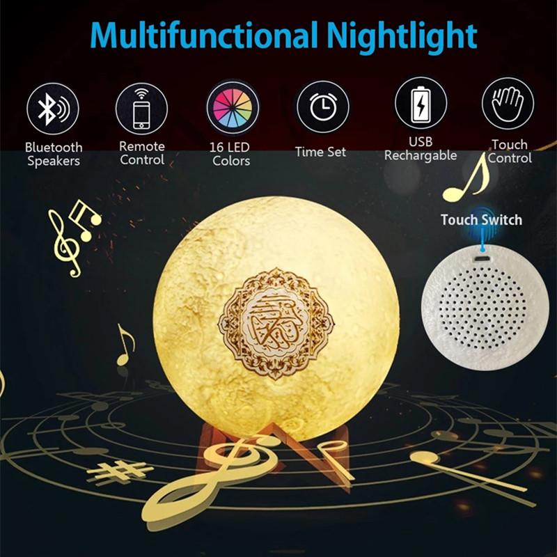 Telawah 16 Màu Loa Kinh Qur'an Ứng dụng Điều khiển Hồi giáo Đèn ngủ Bluetooth không dây 18 Người đọc 15 Ngôn ngữ Loa Koran Hồi giáo Màu sắc: SQ-510 Trắng