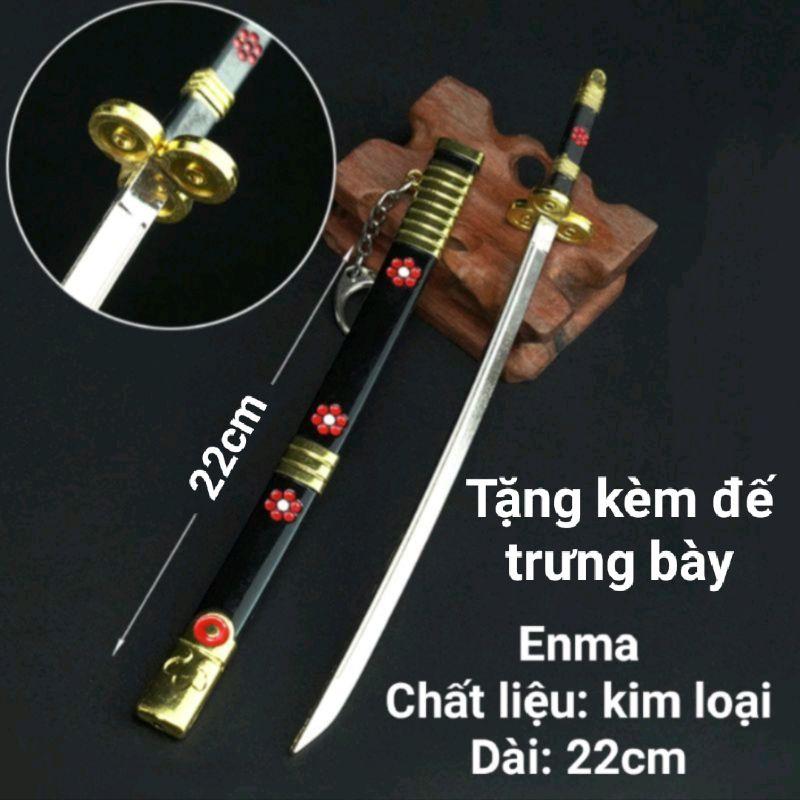 (22cm) Móc Khóa Kiếm Zoro One Piece Bằng Hợp Kim Không Gỉ (tặng Đế) - Sandai Kitetsu