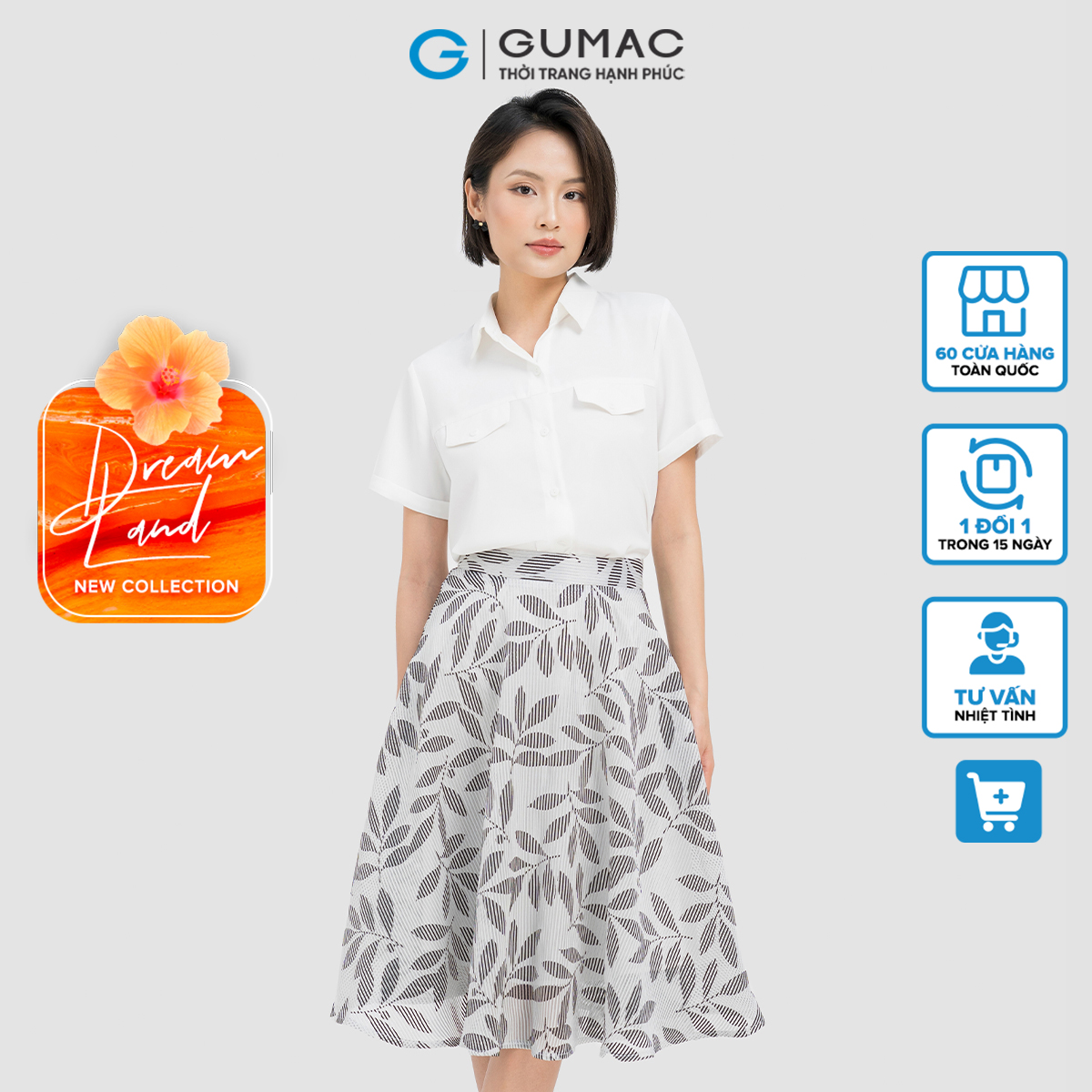 Chân váy xòe họa tiết Gumac VD04009
