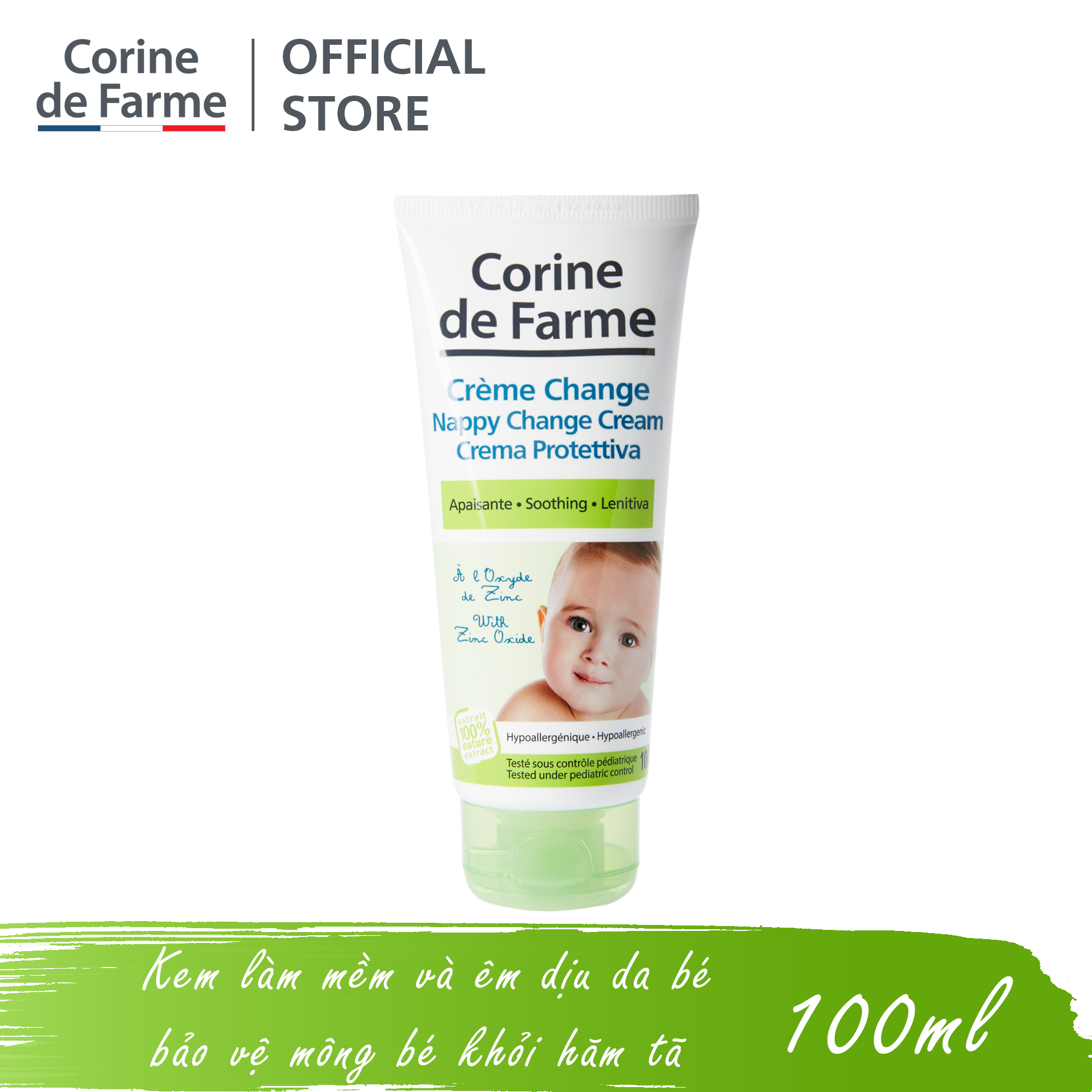 Kem chống hăm tã Corine de Farme Nappy Change Cream 100ml