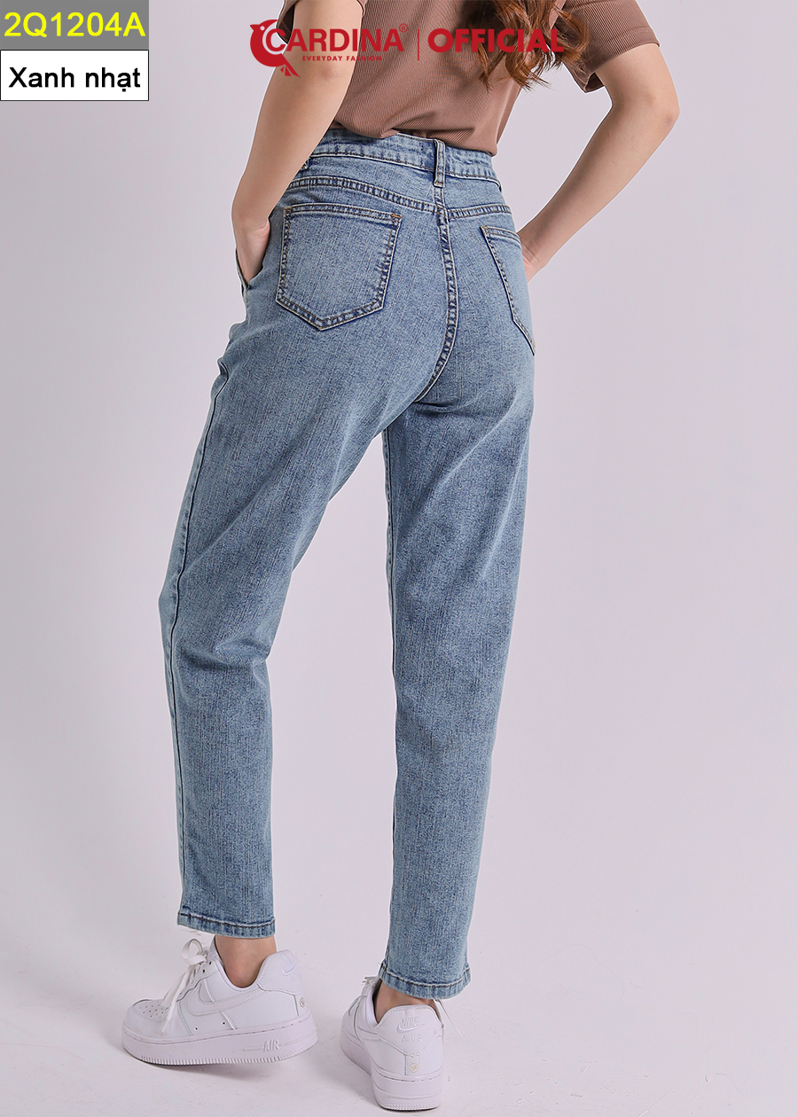 Quần Jeans Nữ CARDINA Cao Cấp Dáng Baggy Cài Khuy Có Khóa Kéo 2Q12