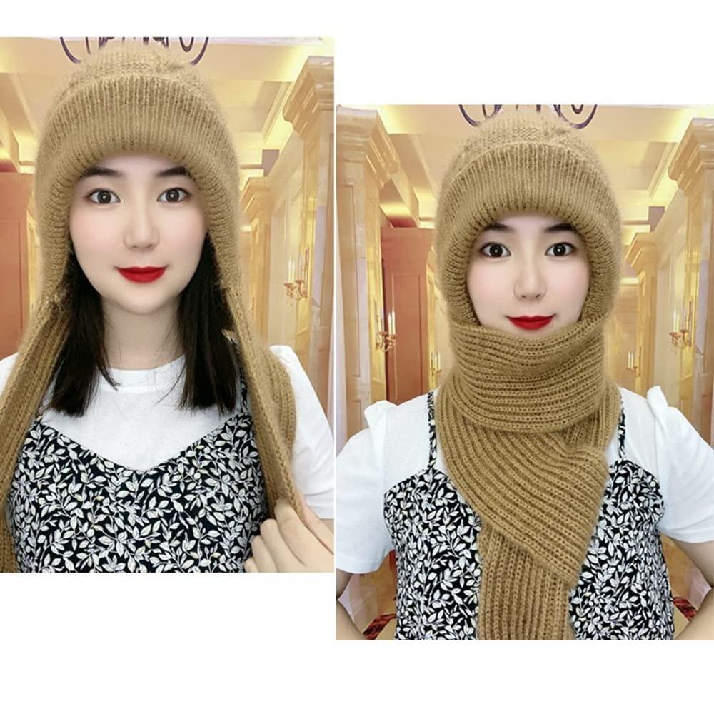 Tích Hợp Tai Vạt Chống Gió Mũ Khăn Dày Ấm Tai Vạt Thời Trang Mùa Đông Ấm Áp Nón Len Cho Nữ