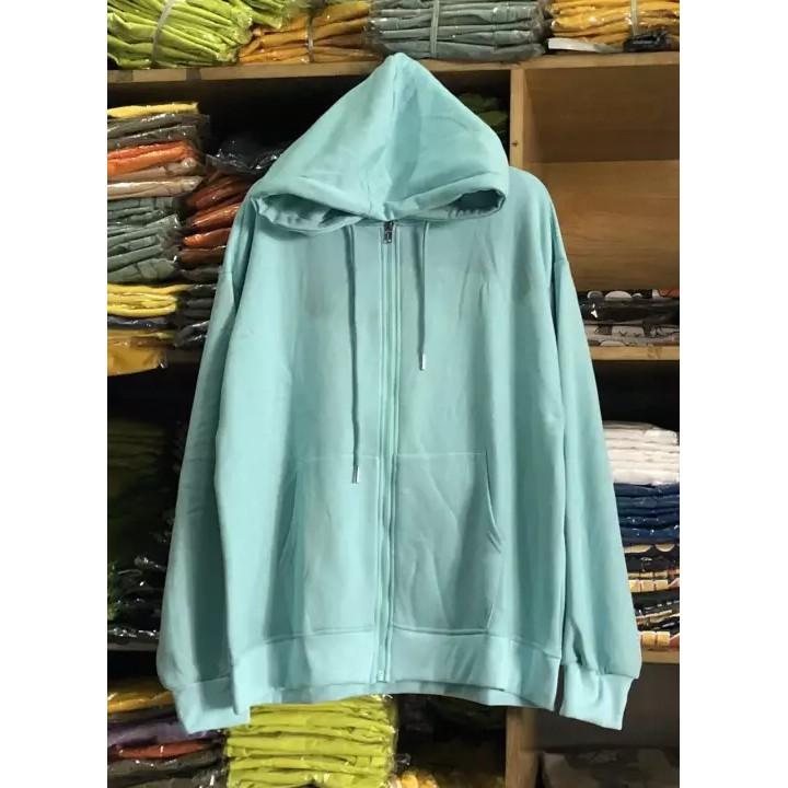 (Hàng chuẩn đẹp) Hoodie dây kéo zip màu xanh ngọc ulzzang unisex form rộng dễ thương nam nử thời trang