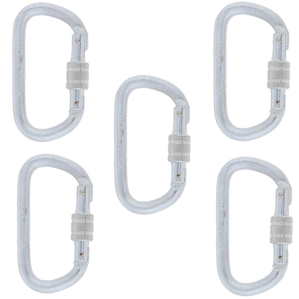 5x Heavy Duty Screw Locking Carabiner Climbing Anchor Arborist Roofing 30KN