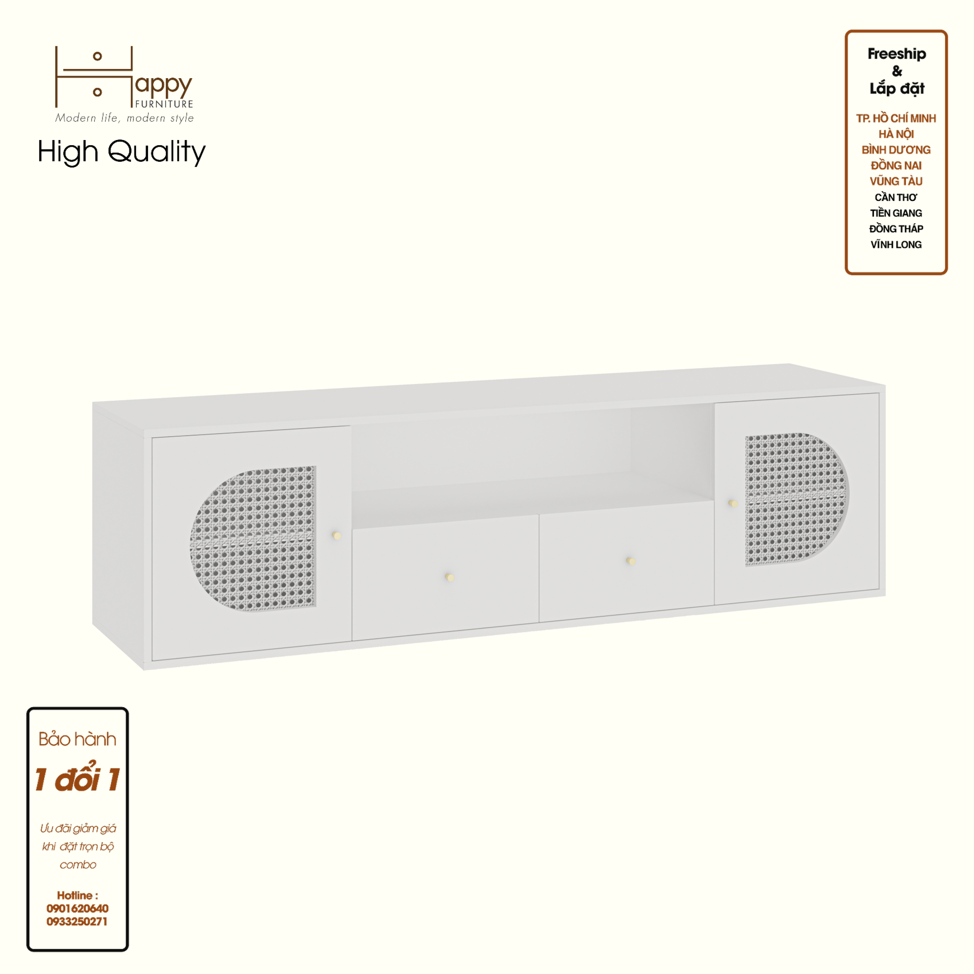 HAPPY FURNITURE , Kệ TV 2 cửa mở 2 ngăn kéo - MAY , KTV_094 , 180cm x 45cm x 50cm DxRxC