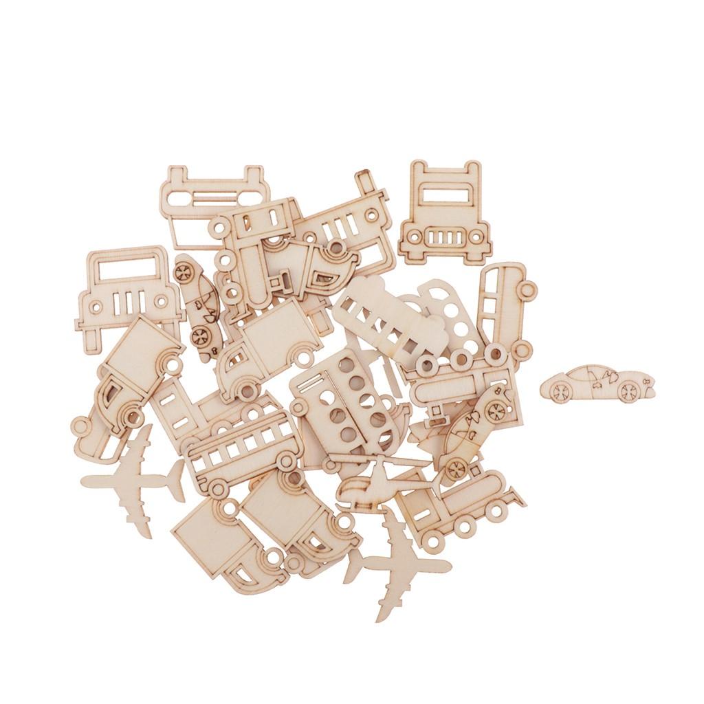 60 Miếng Các Loại Xe Gỗ Lỗ Cắt Hình Khối Bằng Gỗ Thủ Công Thẻ Decoupage Chỉnh Trang DIY Thêu Sò Thẻ Làm Nghệ T