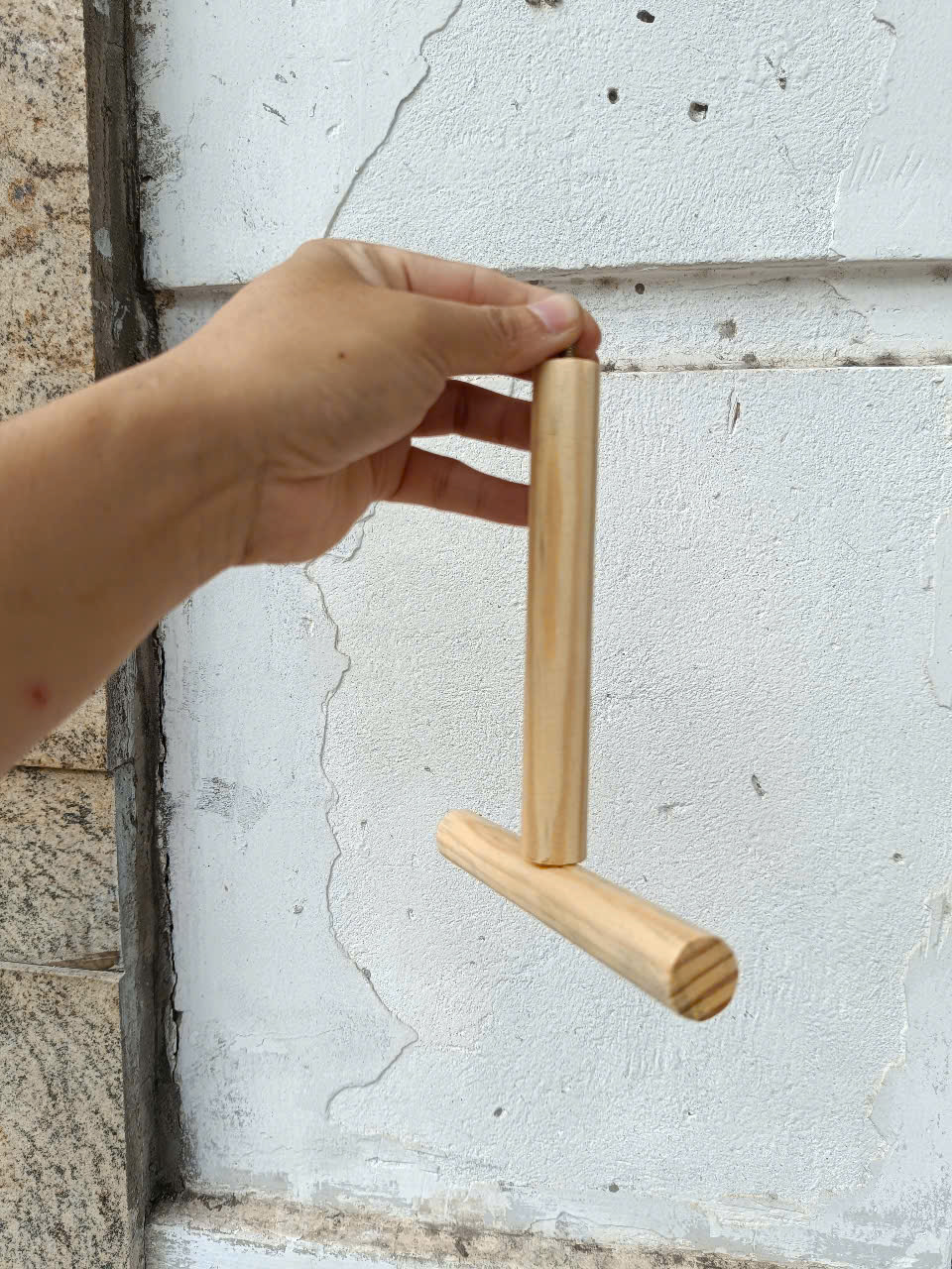 1 CÁI CẦU ĐẬU GỖ THƯỜNG ĐƯỜNG KÍNH 2CM (TREO TRONG LỒNG) CHO CHIM, VẸT ĐỨNG
