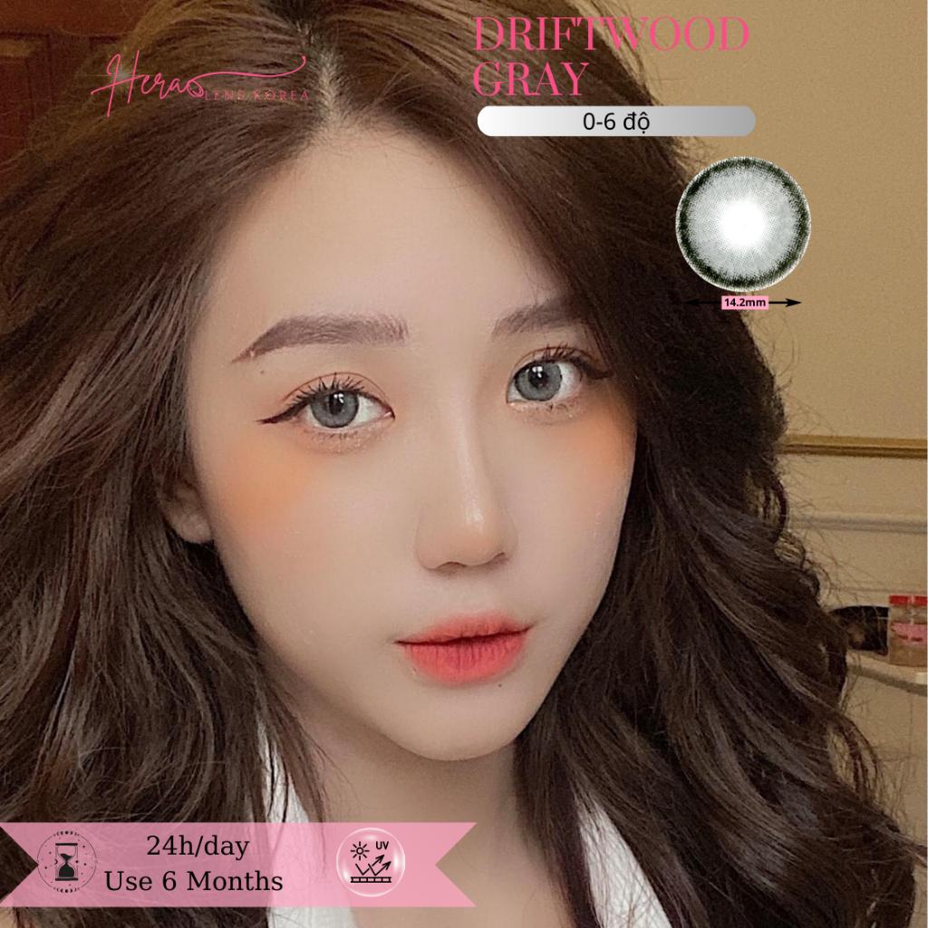 Kính Áp Tròng Hera Xám Gỗ Vintage 0 - 6 Độ DRIFTWOOD GRAY Nhập Khẩu Hàn Quốc Lens Cận 6 Tháng