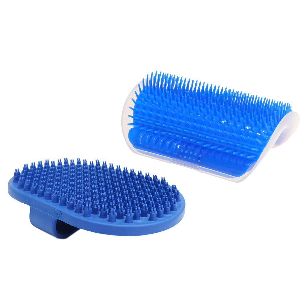 Dog Cat Bath Brush Comb Hair Rubber Glove and Cat Groomer Corner Blue