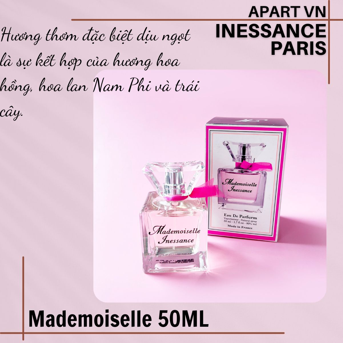 Nước hoa Pháp dành cho nữ hương thơm đặc biệt dịu ngọt Mademoiselle - Inessance Paris 50ml