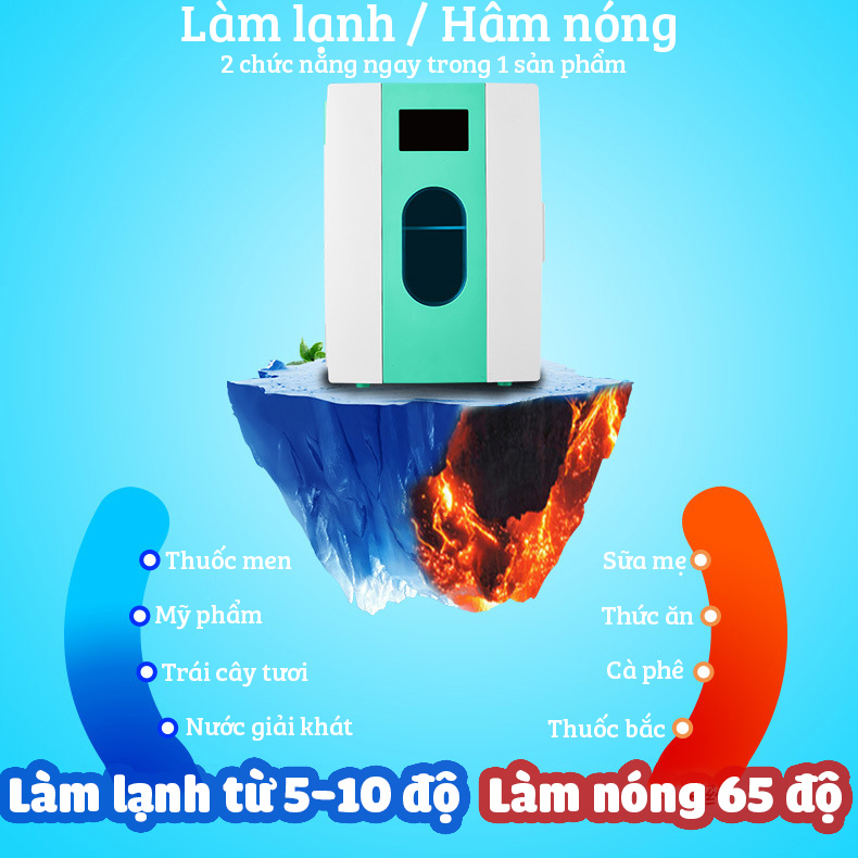 Tủ lạnh mini 10 lít ST10L 2 chế độ làm lạnh hâm nóng cho gia đình và trên ô tô