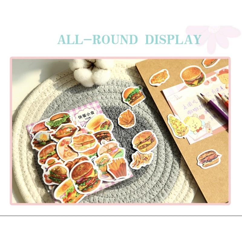 Set 100 stickers foodie dễ thương không trùng mẫu (có tách lẻ