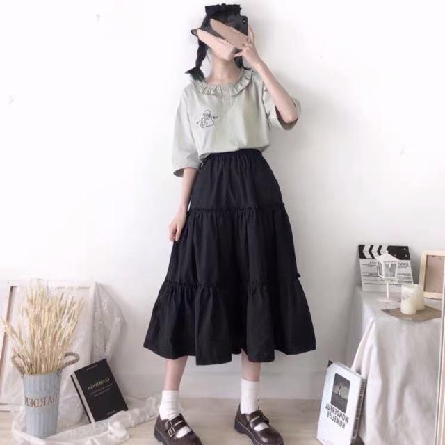 Chân Váy Nữ - Chân váy Vintage 2 Lớp Siêu Xinh 3 Tầng 2 Màu Hàng Quảng Châu
