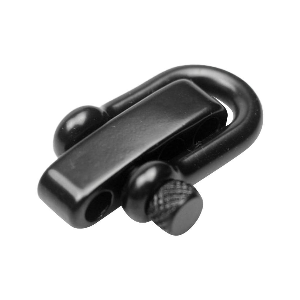 2xU Flat Adjustable Shackle Buckle Clasp for Survival Paracord Bracelet Black