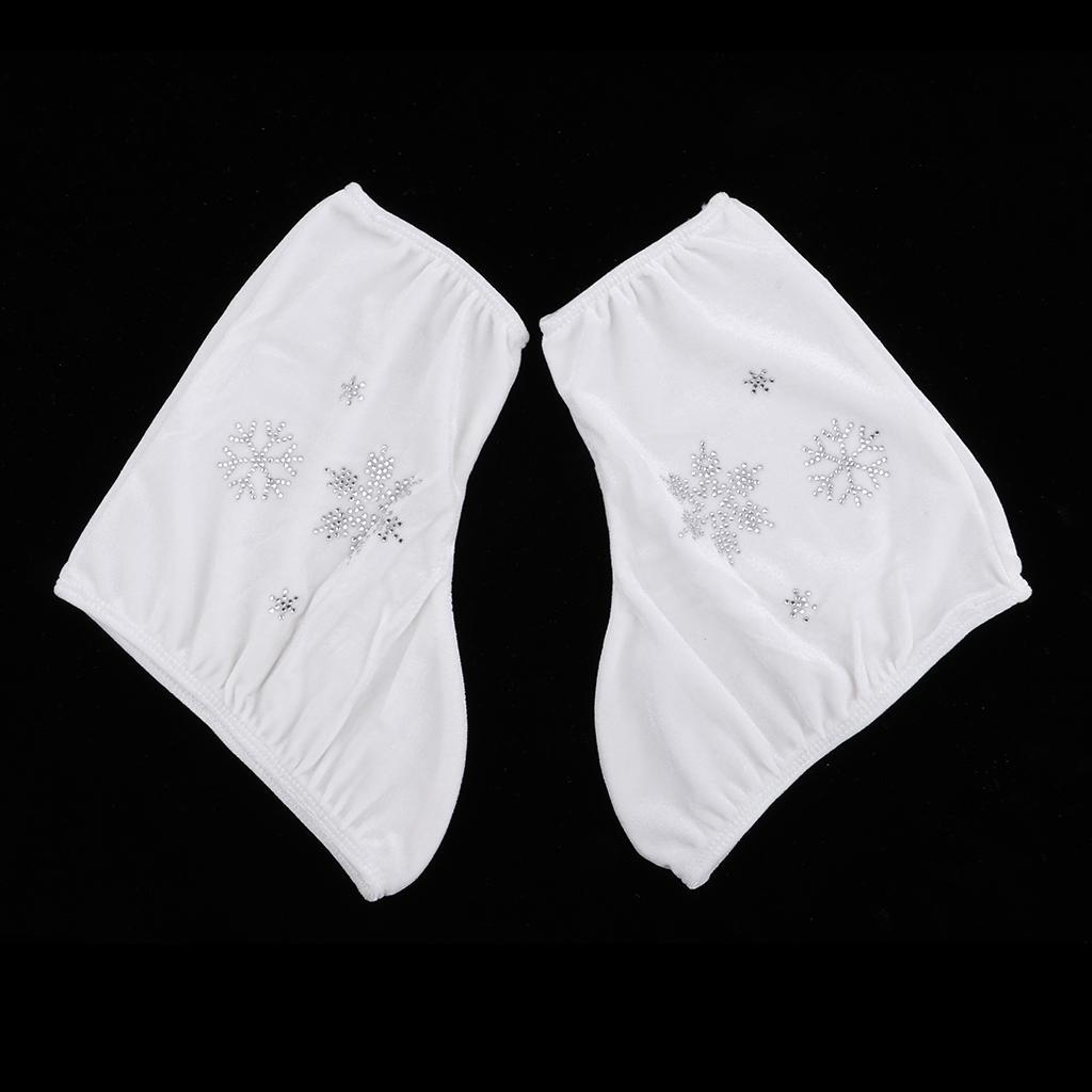 2x2pcs Ice Skate Boot Covers Protector for Figure Skating Velvet White-M