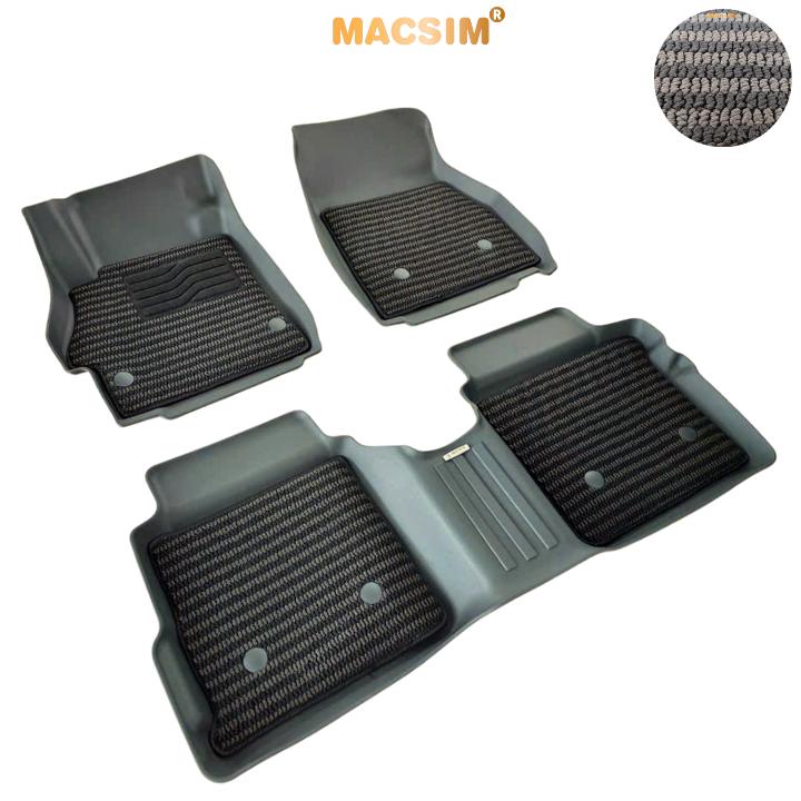 Thảm Lót Sàn 2 Lớp TPE Macsim Nissan Almera Chuẩn Form, Bền, Không Mùi (sd3 xám đen ct)