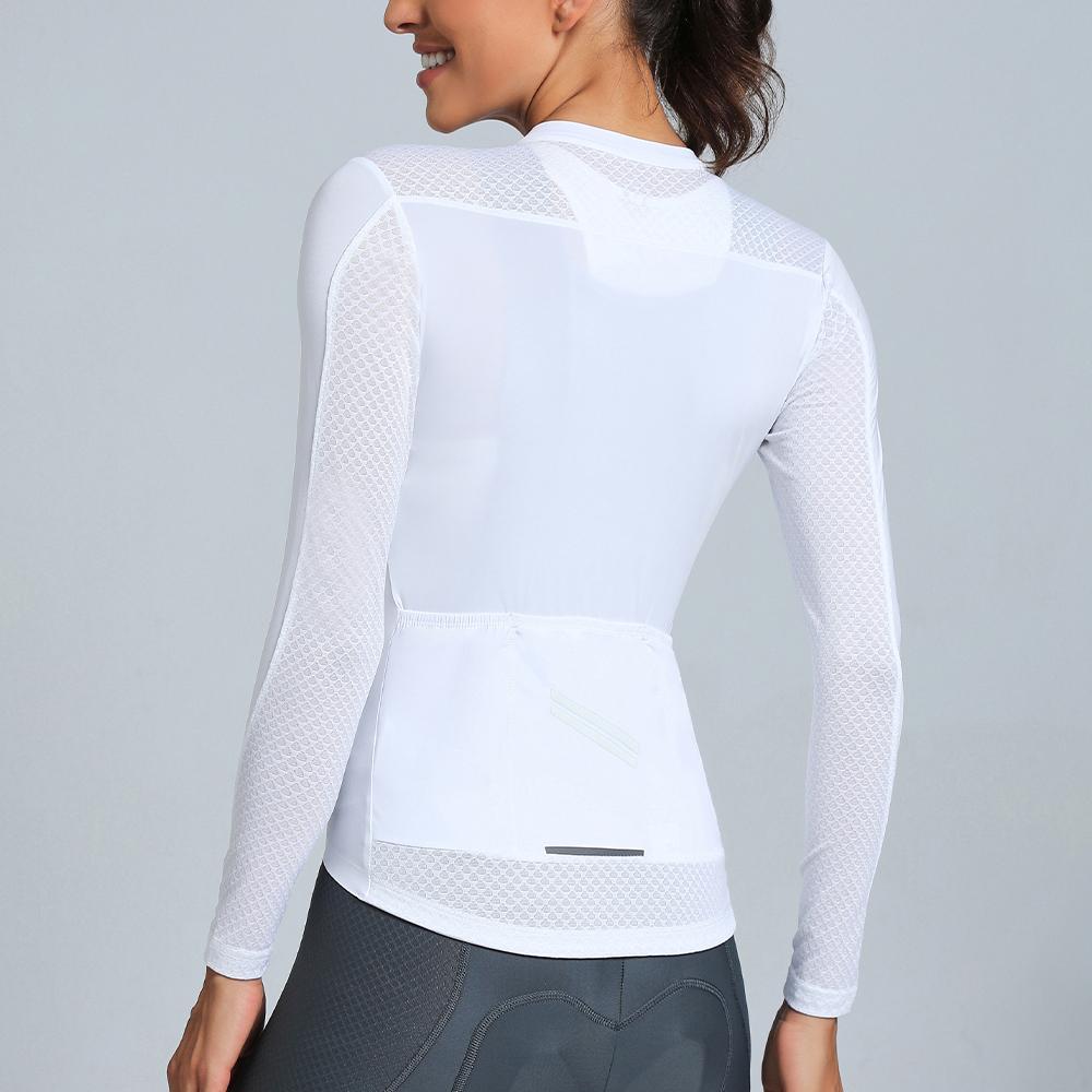 Ykywbike Mùa Hè Đi Xe Đạp Tay Dài Đi Xe Đạp Jersey Nữ Nhanh Khô Thoáng Khí Hàng Đầu Xe Đạp Đường Bộ Quần Áo Color: YLJ1001W black Size: Asia XXL