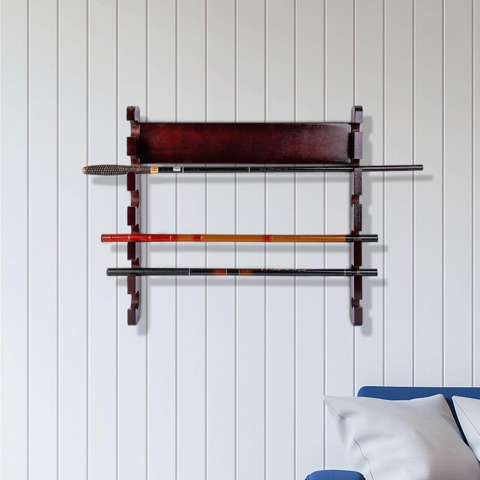 Fishing Rod Pole Holder, Fishing Rod Rack, Fishing Pole Wall Storage Stand, Wooden Fishing Rod Holder Holds 6 Rods Rod Storage Rack for Indoor