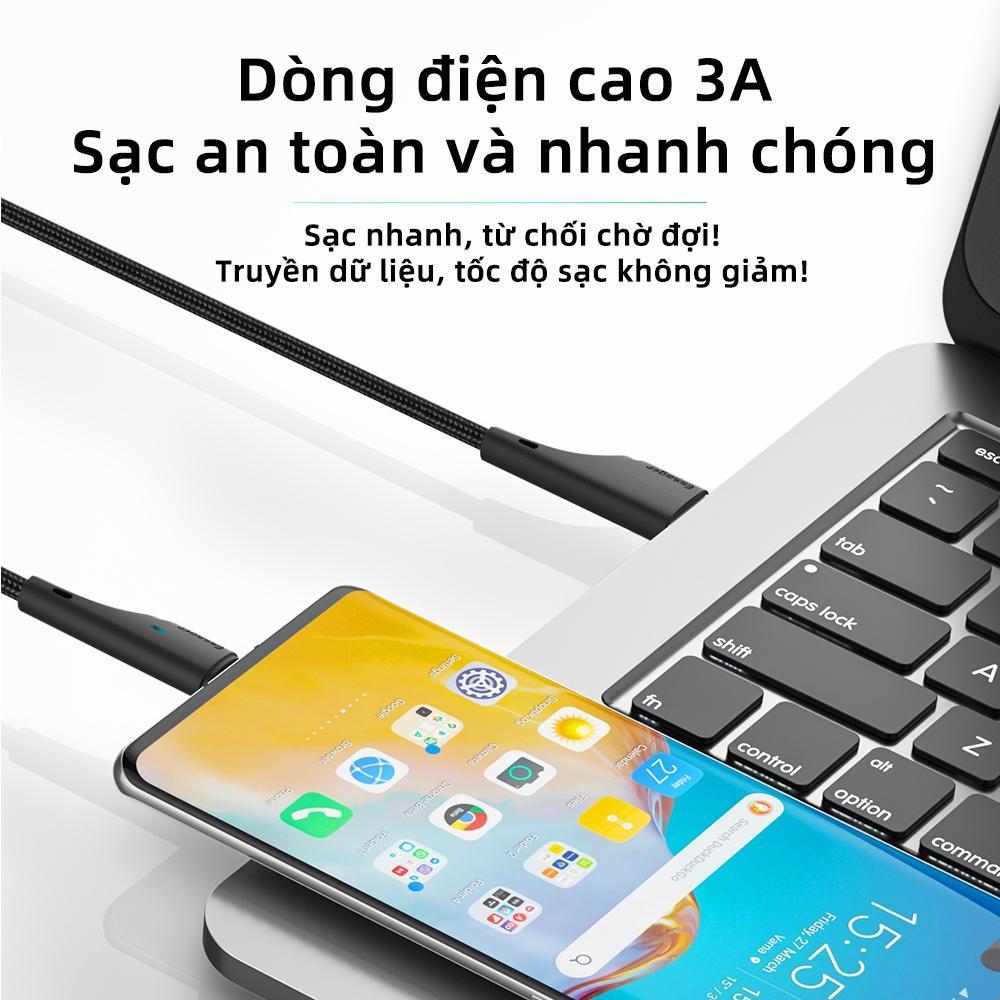 Dây cáp dữ liệu sạc nhanh Essager 3a loại c USB 0.25m/1m/2m/3m tùy chọn cho điện thoại di động Android