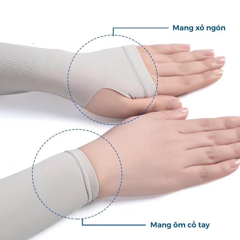 Bộ 2 găng tay xỏ ngón , ống tay chống nắng , găng tay chống nắng nam nữ chất vải thun co giãn cao cấp chống tia UV , chống nắng , thể thao hợp thời trang 