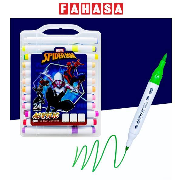 Bộ 24 Bút Màu Acrylic Marker 2 Đầu - Spiderman - iiGEN IG3014