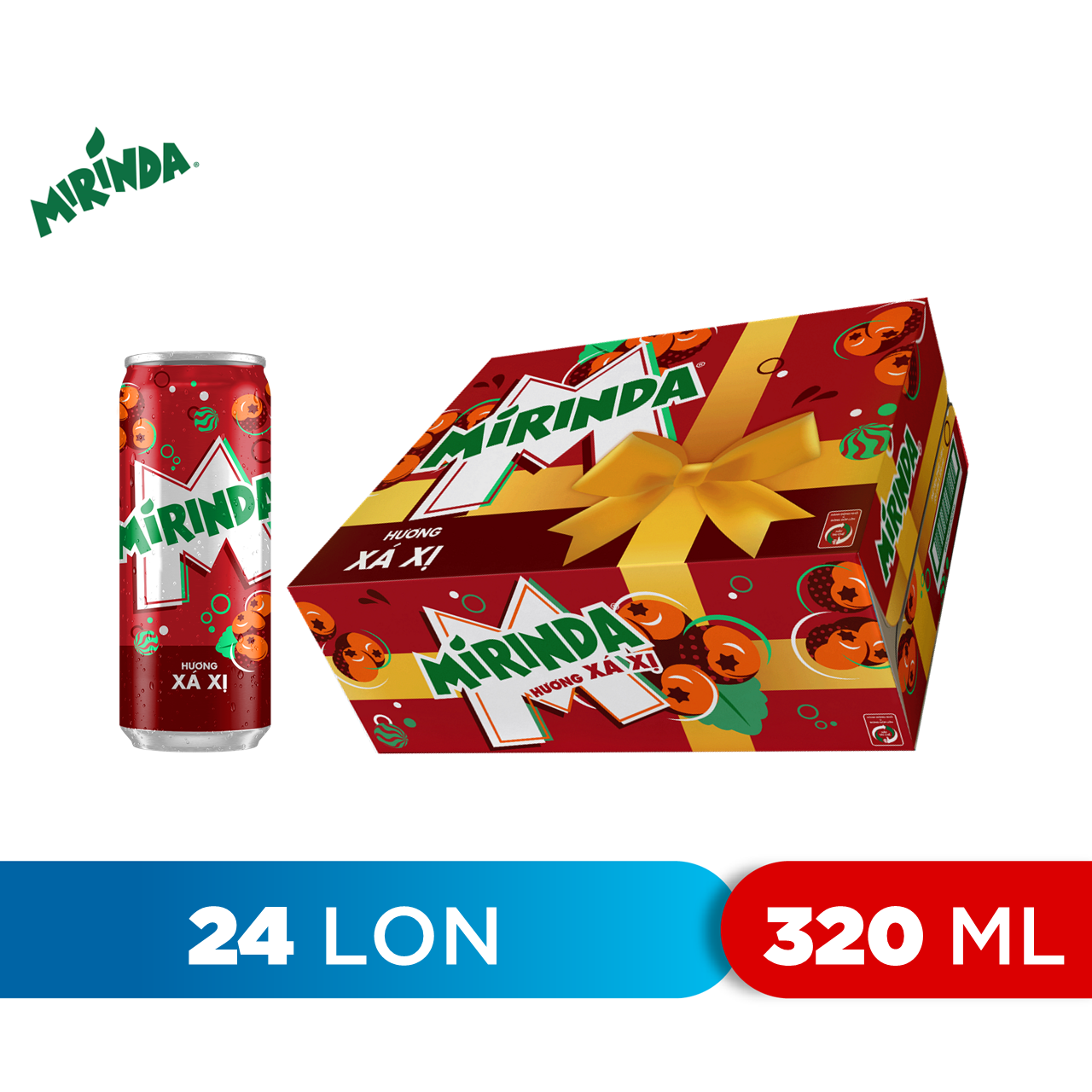 Thùng 24 Lon Nước Ngọt Có Gas Mirinda Xá Xị